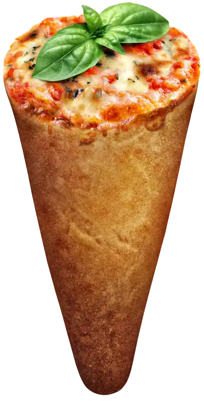 Pizza Cone with Cheese and Basil