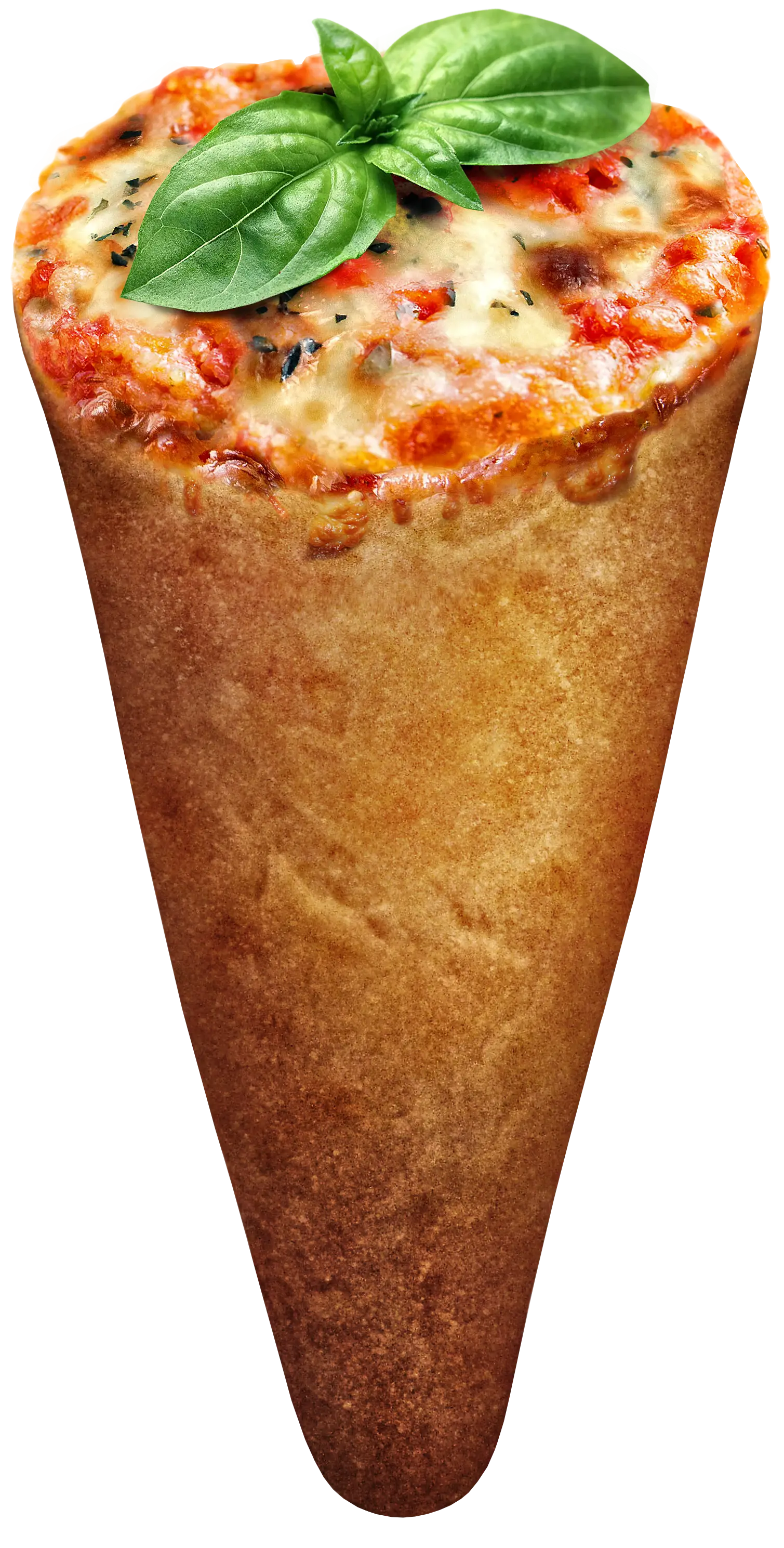 Pizza Cone with Cheese and Basil