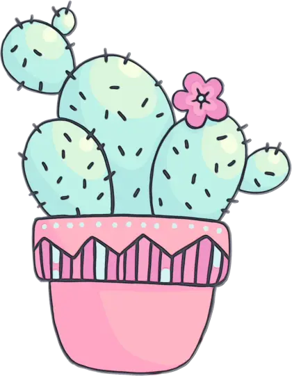 Pink Pot with Cute Cactus Illustration