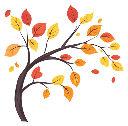 Illustration of an Autumn Branch with Falling Leaves