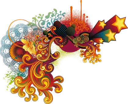 Colorful Abstract Swirls and Stars