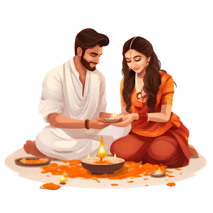 Couple Performing Traditional Ritual