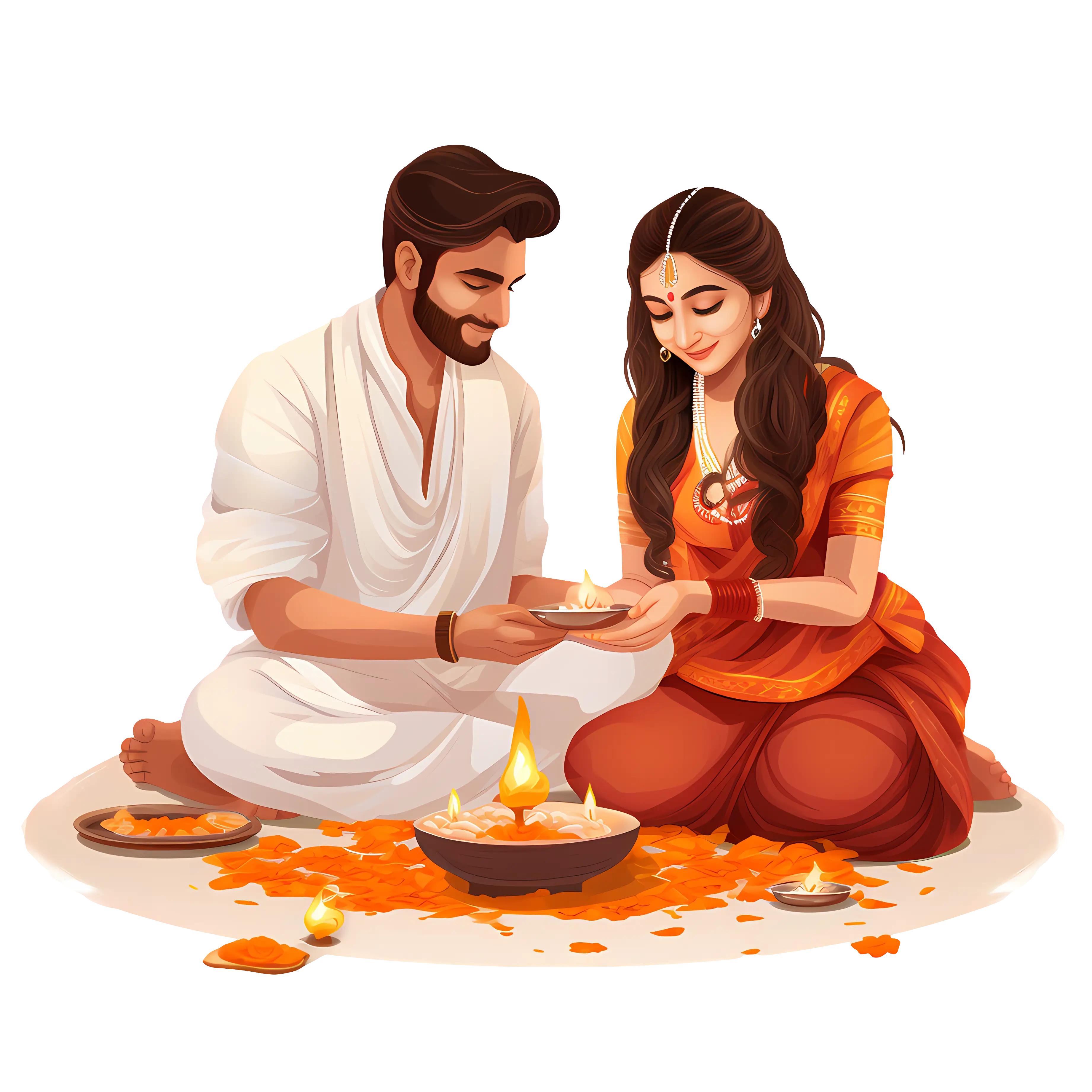 Couple Performing Traditional Ritual