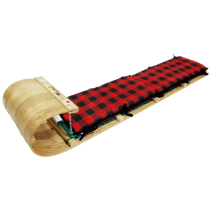Wooden Sled with Plaid Cushion