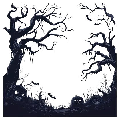 Spooky Halloween Scene with Trees