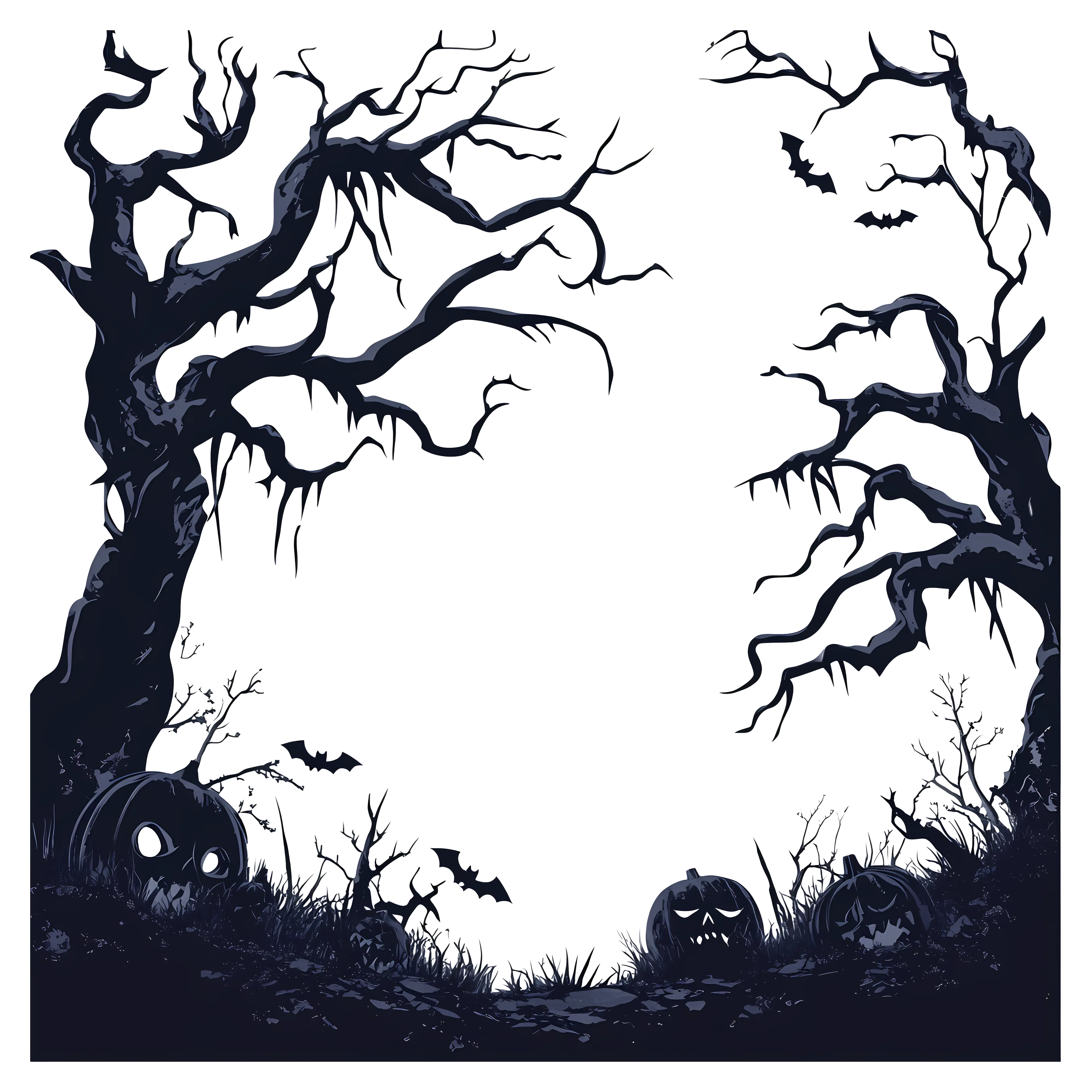 Spooky Halloween Scene with Trees