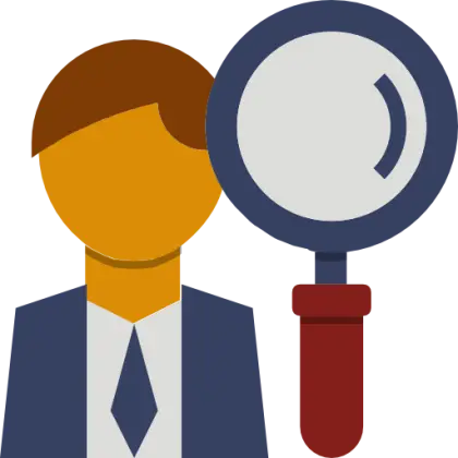 Businessman Icon with Magnifying Glass
