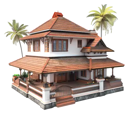 Traditional House with Palm Trees