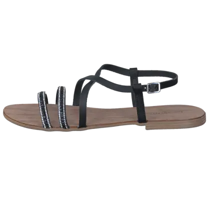 Black Flat-Strapped Summer Sandal