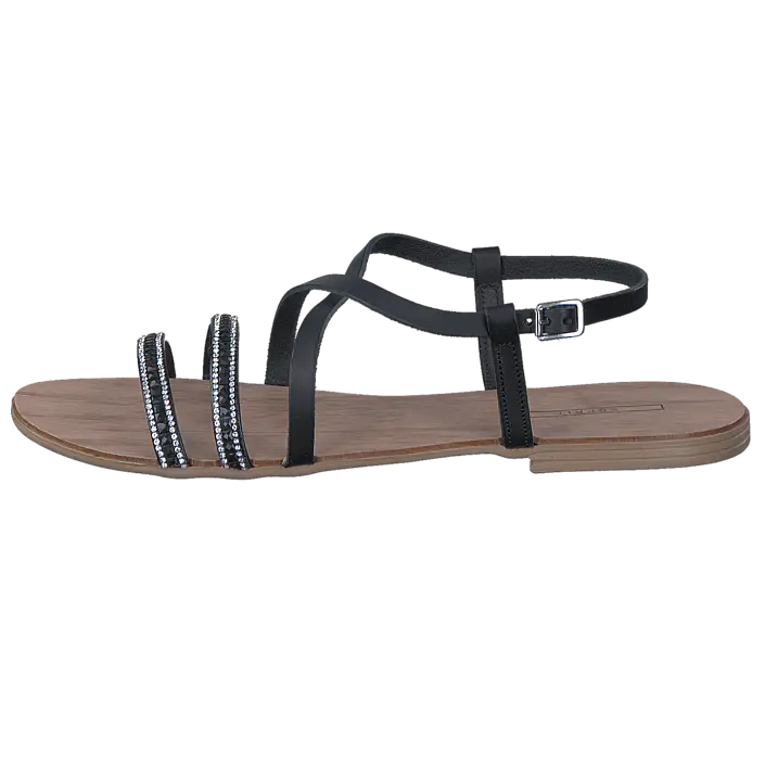 Black Flat-Strapped Summer Sandal