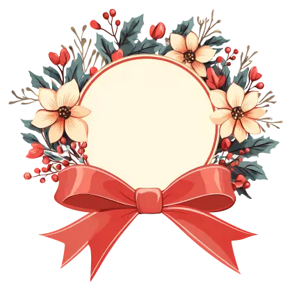 Floral Wreath with Red Bow Decoration