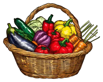 Basket of Organically Grown Vegetables
