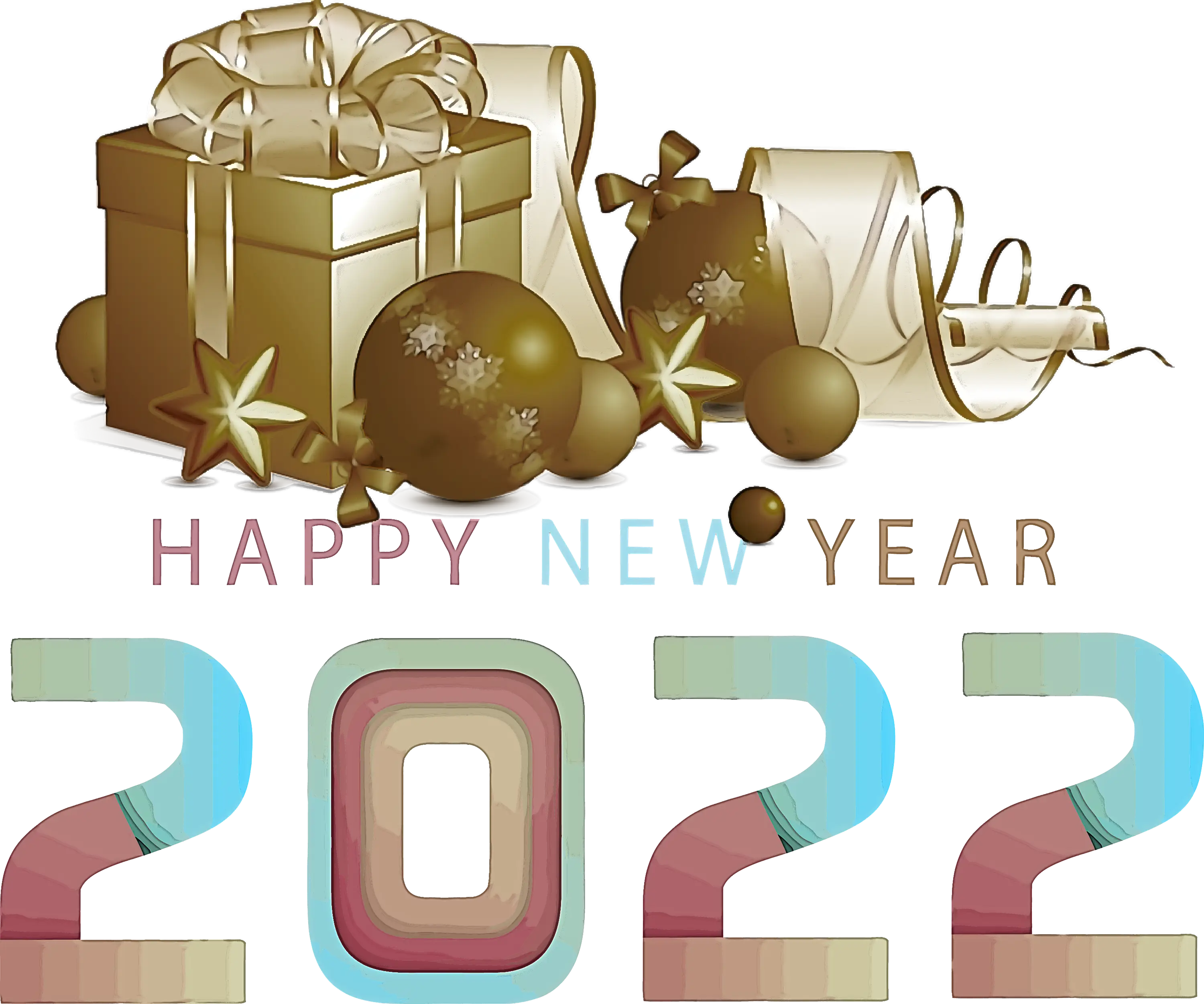 New Year Gift Box Arrangement with 2022 Text