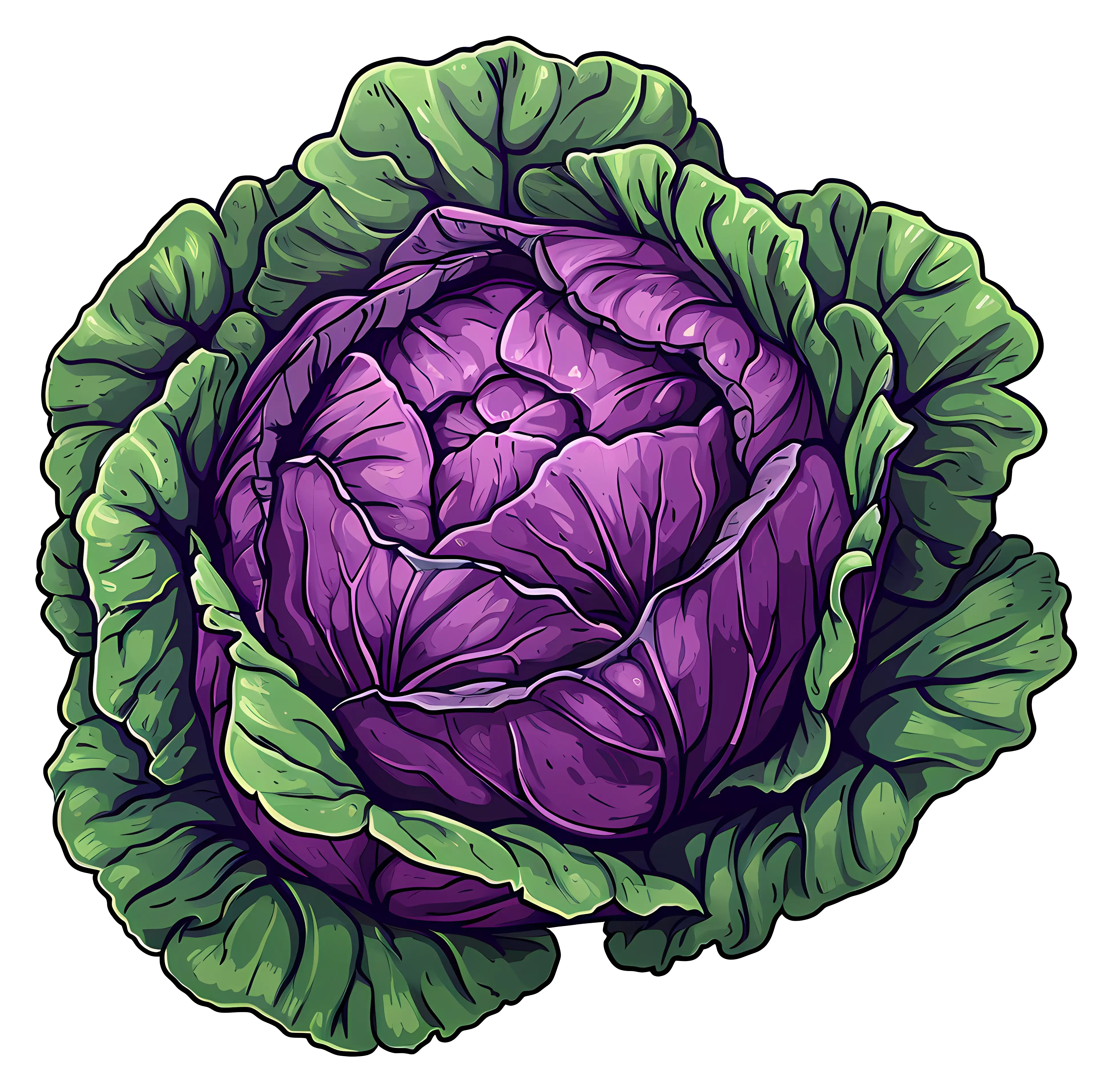 Purple Cabbage with Green Leaves