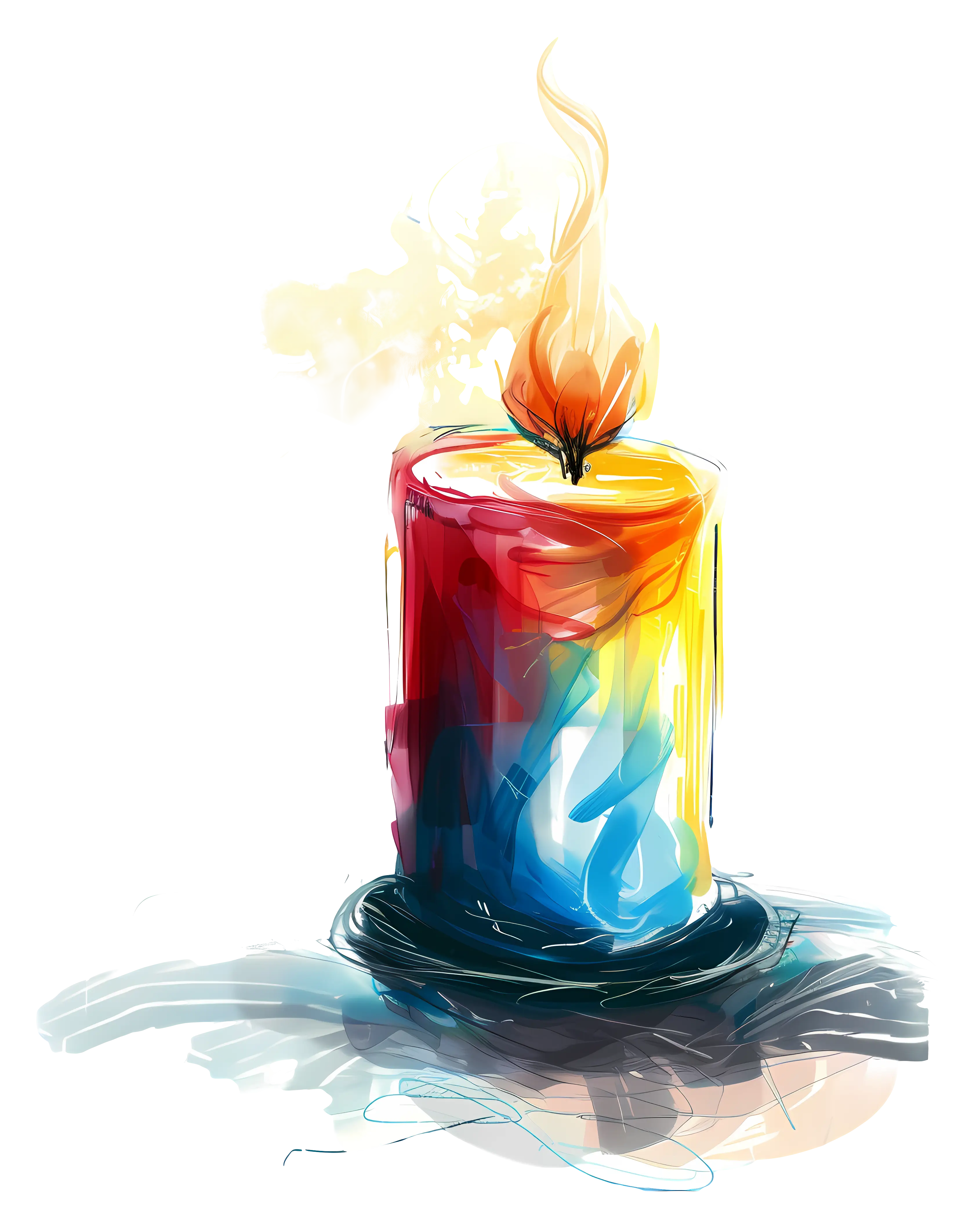 Colorful Burning Candle