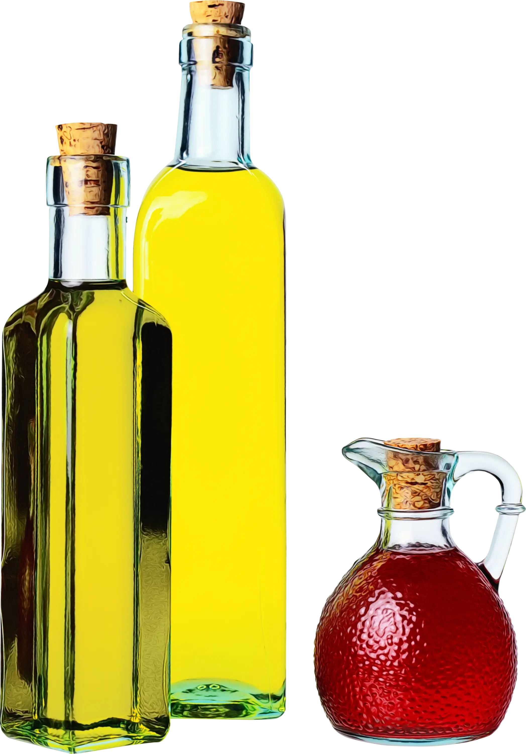 Glass Bottles of Olive Oil and Vinegar
