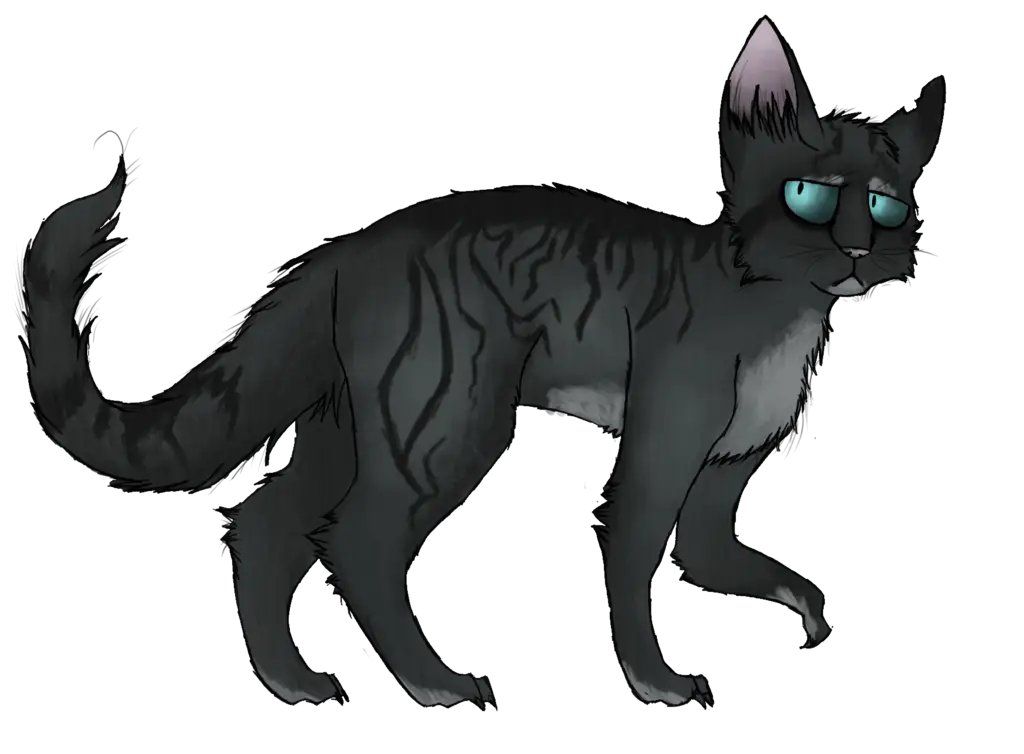 Cartoon Black Cat with Blue Eyes