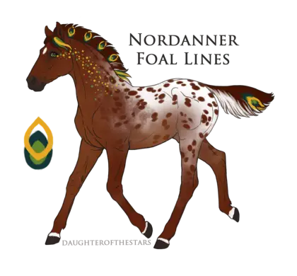 Brown Spotted Horse Foal Lines Illustration