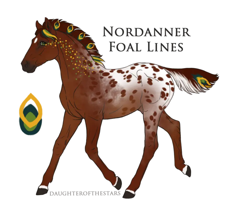 Brown Spotted Horse Foal Lines Illustration