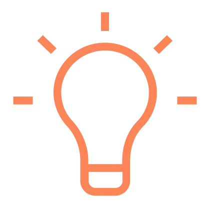 Creative orange-outlined light bulb icon