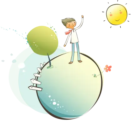Boy on Small Planet Illustration