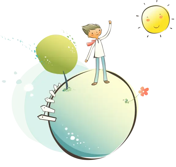 Boy on Small Planet Illustration