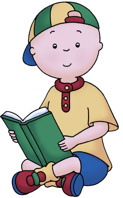 Child Reading Book in Cartoon Style