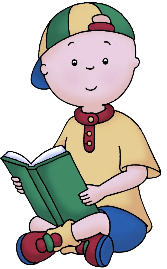 Child Reading Book in Cartoon Style