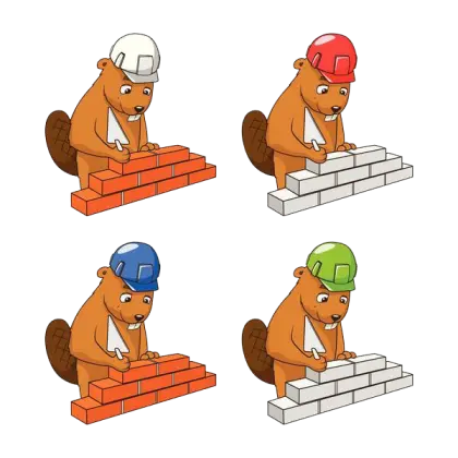 Beavers Building with Helmets