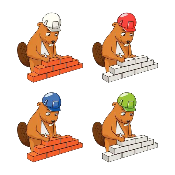 Beavers Building with Helmets