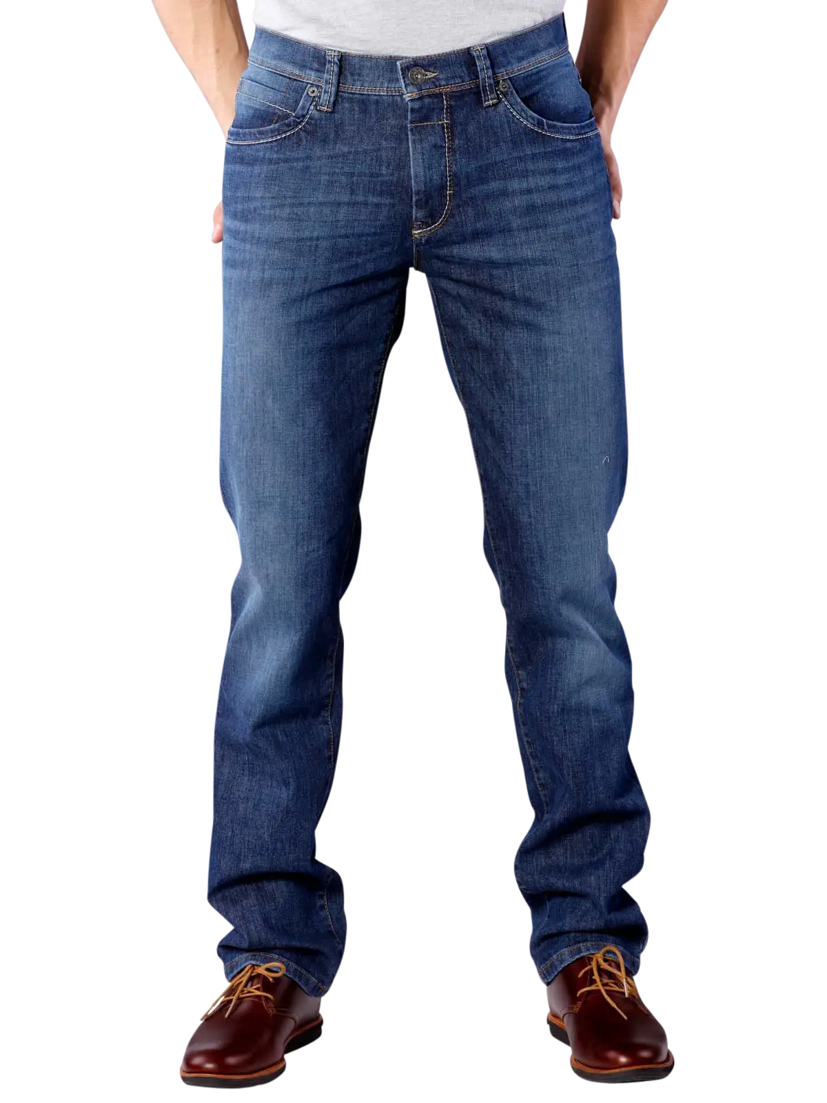 Blue Denim Jeans with Brown Shoes for Casual Wear