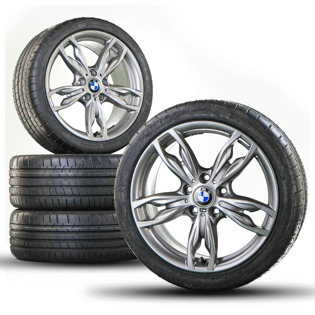 Stack of Car Wheels with Stylish Rims