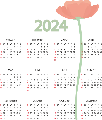 2024 Minimalist Calendar with Elegant Floral Design