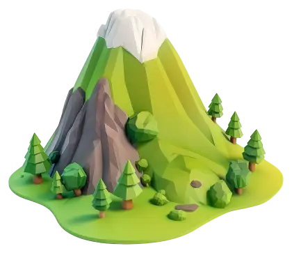 Low-Poly Green Mountain Illustration