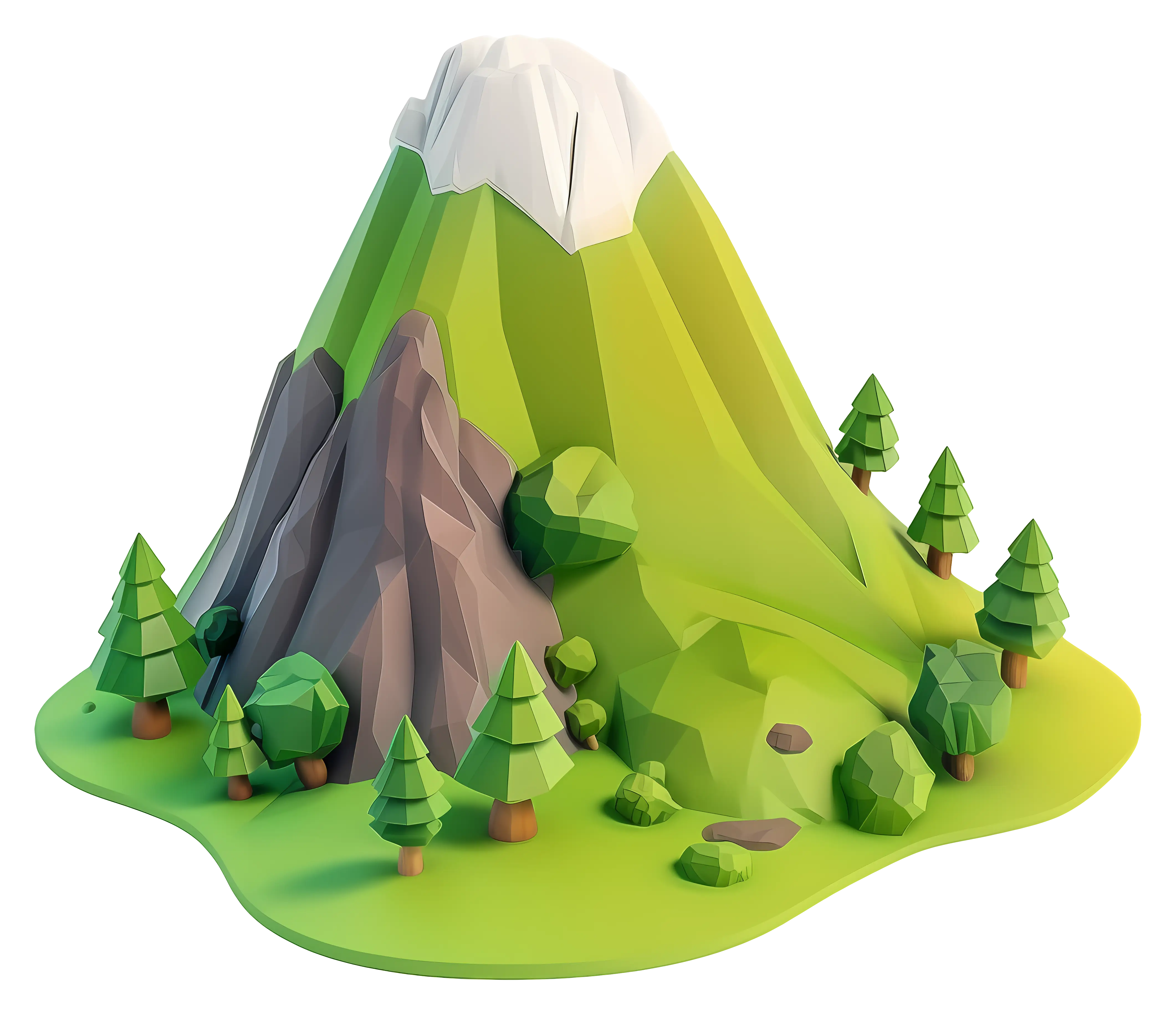 Low-Poly Green Mountain Illustration