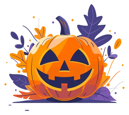 Halloween Jack-o&#039;-lantern with Leaves