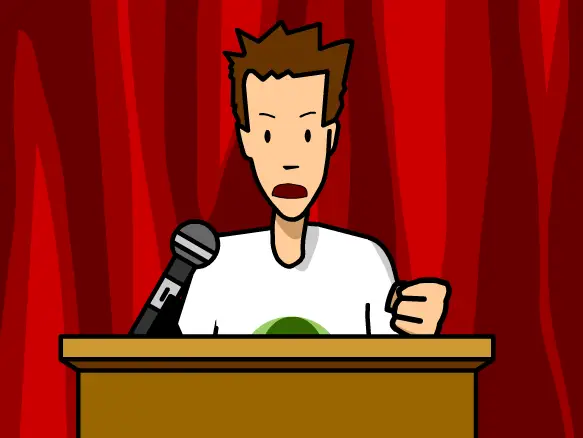 Man Giving Speech at Podium
