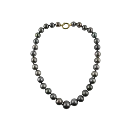 Elegant Black Pearl Necklace with Golden Clasp