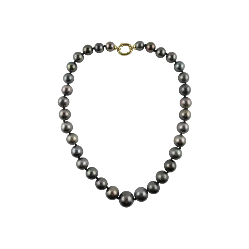 Elegant Black Pearl Necklace with Golden Clasp