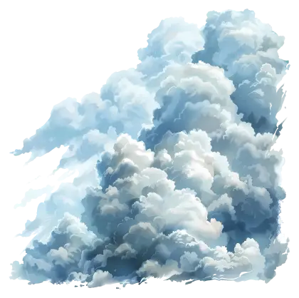 Fluffy Cloud Illustration in a Clear Sky
