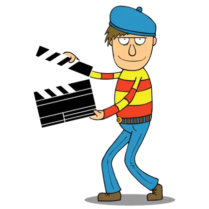 Cartoon Director with Clapperboard