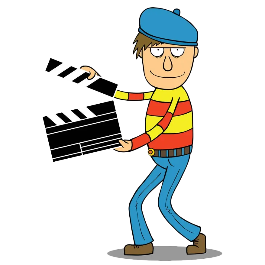 Cartoon Director with Clapperboard