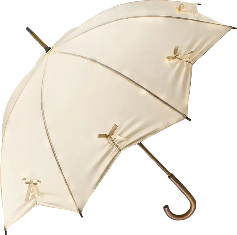 Elegant Beige Umbrella with Bow Design