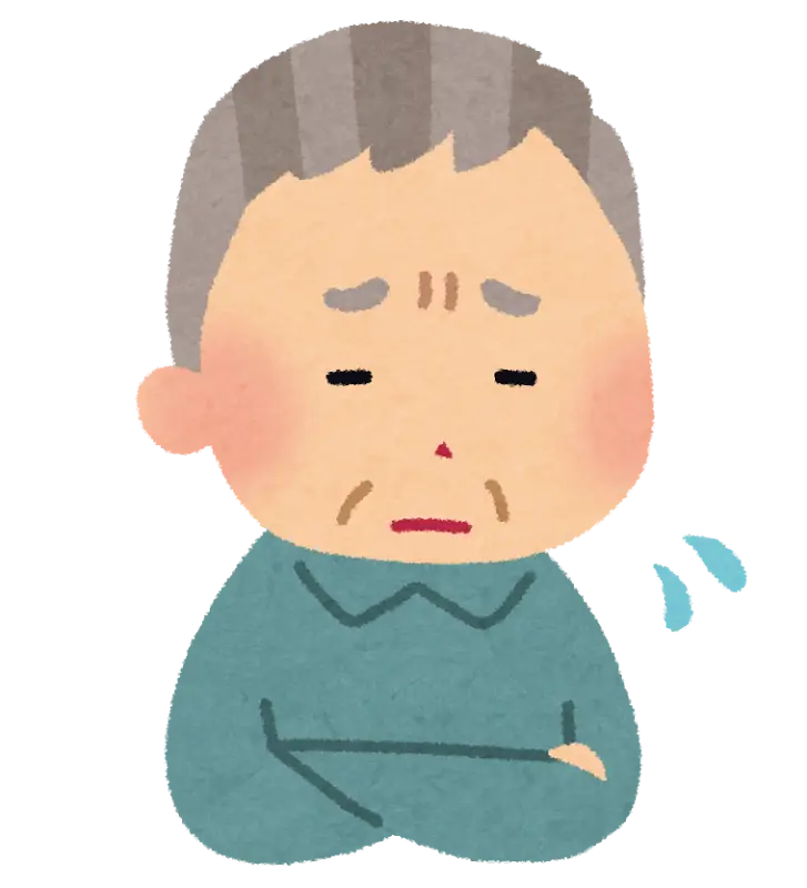 Worried Elderly Man Cartoon Illustration