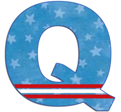 Blue Letter Q with Stars