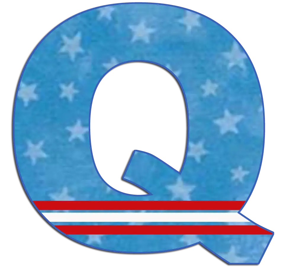 Blue Letter Q with Stars