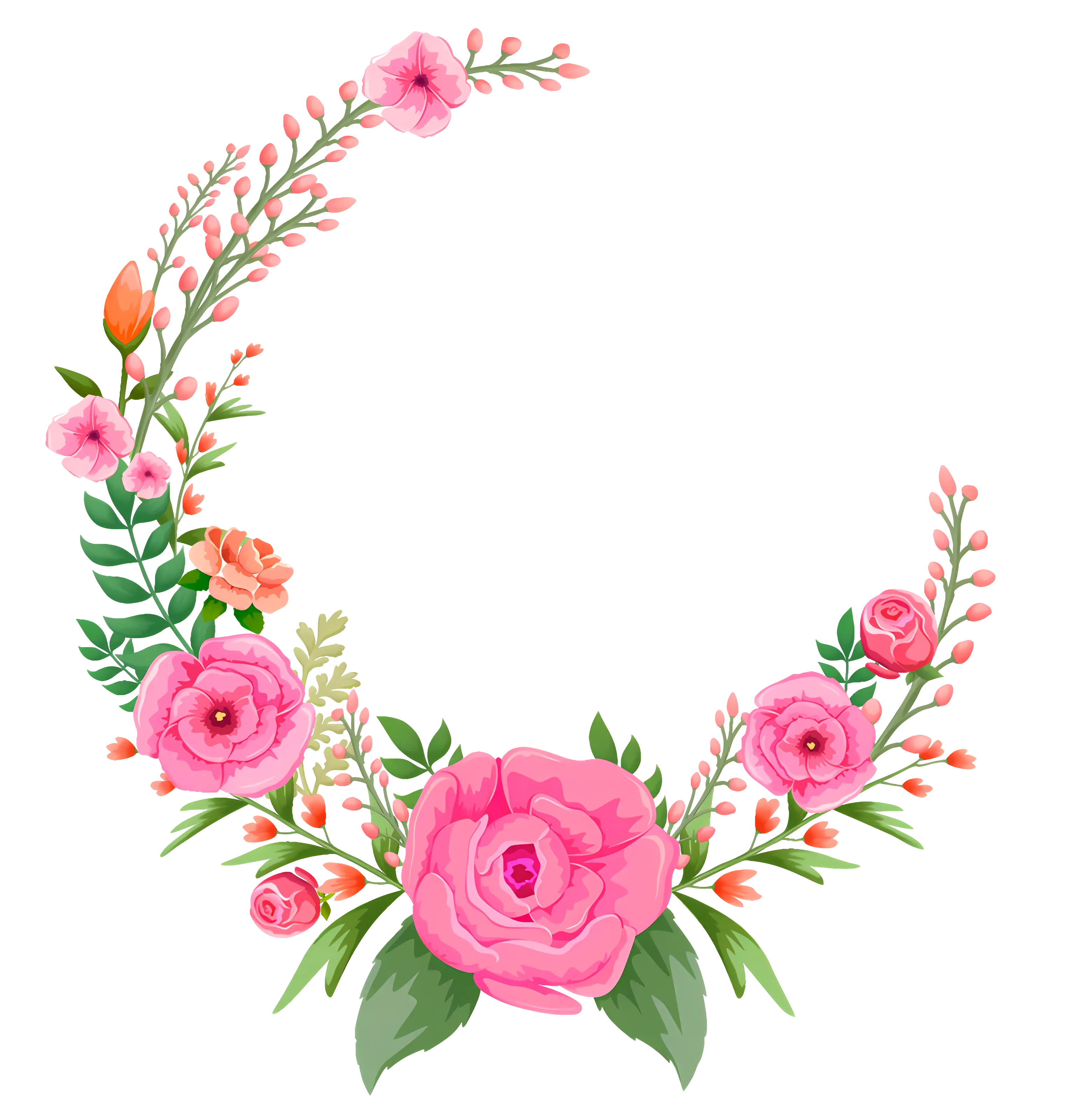 Watercolor Floral Wreath Design