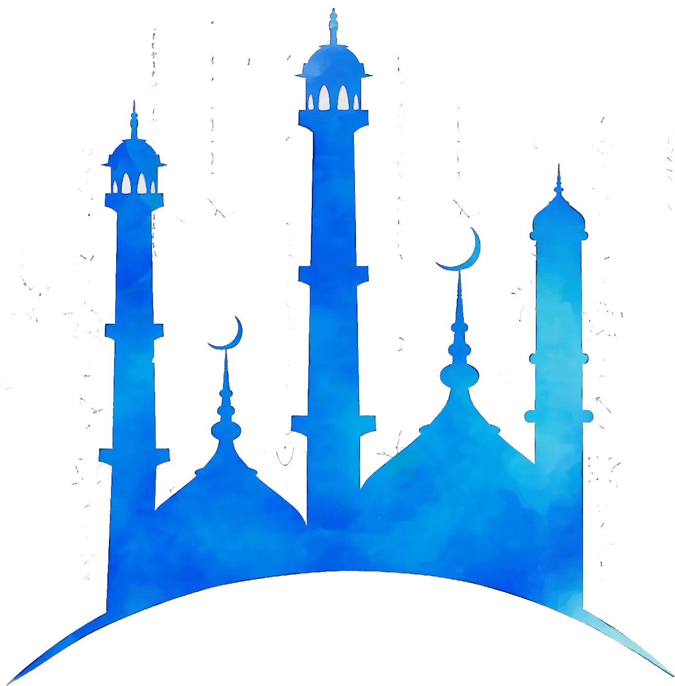 Blue Mosque Silhouette in Artistic Design