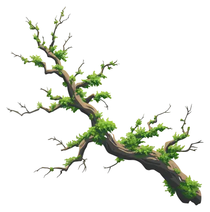 Tree Branch with Green Leaves Illustration