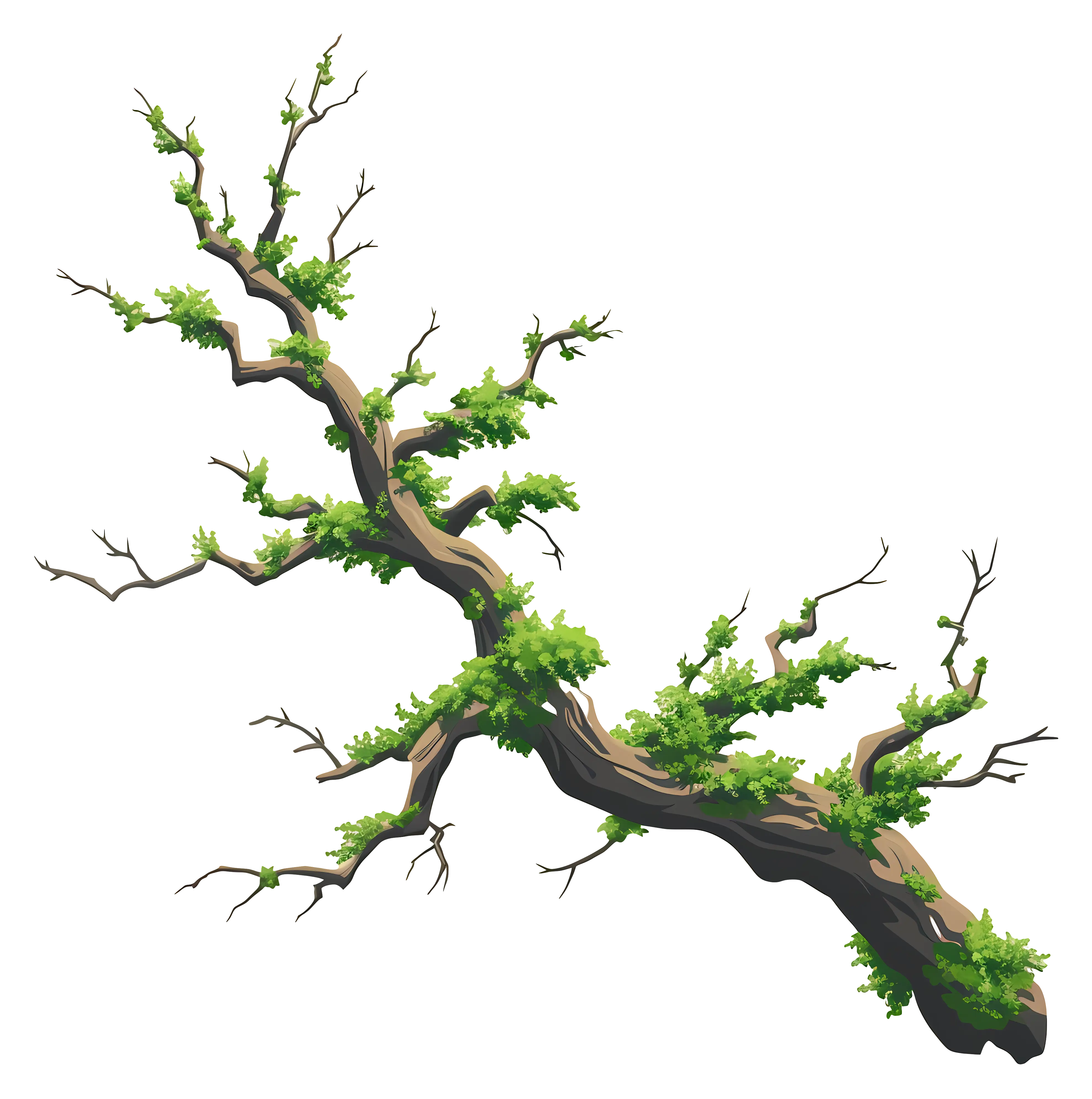 Tree Branch with Green Leaves Illustration